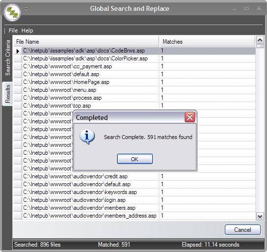 Seach and Replace results in grid