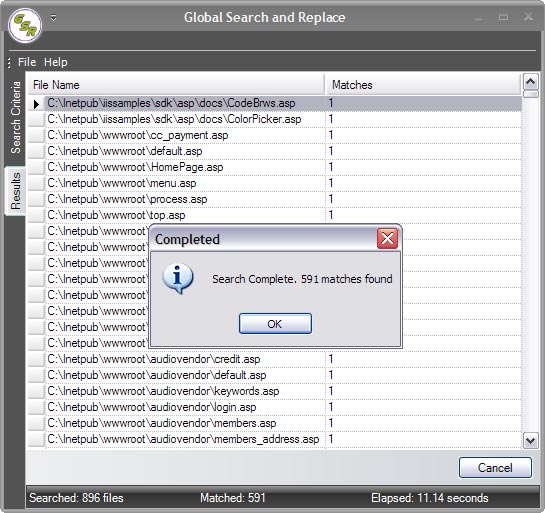 Seach and Replace results in grid